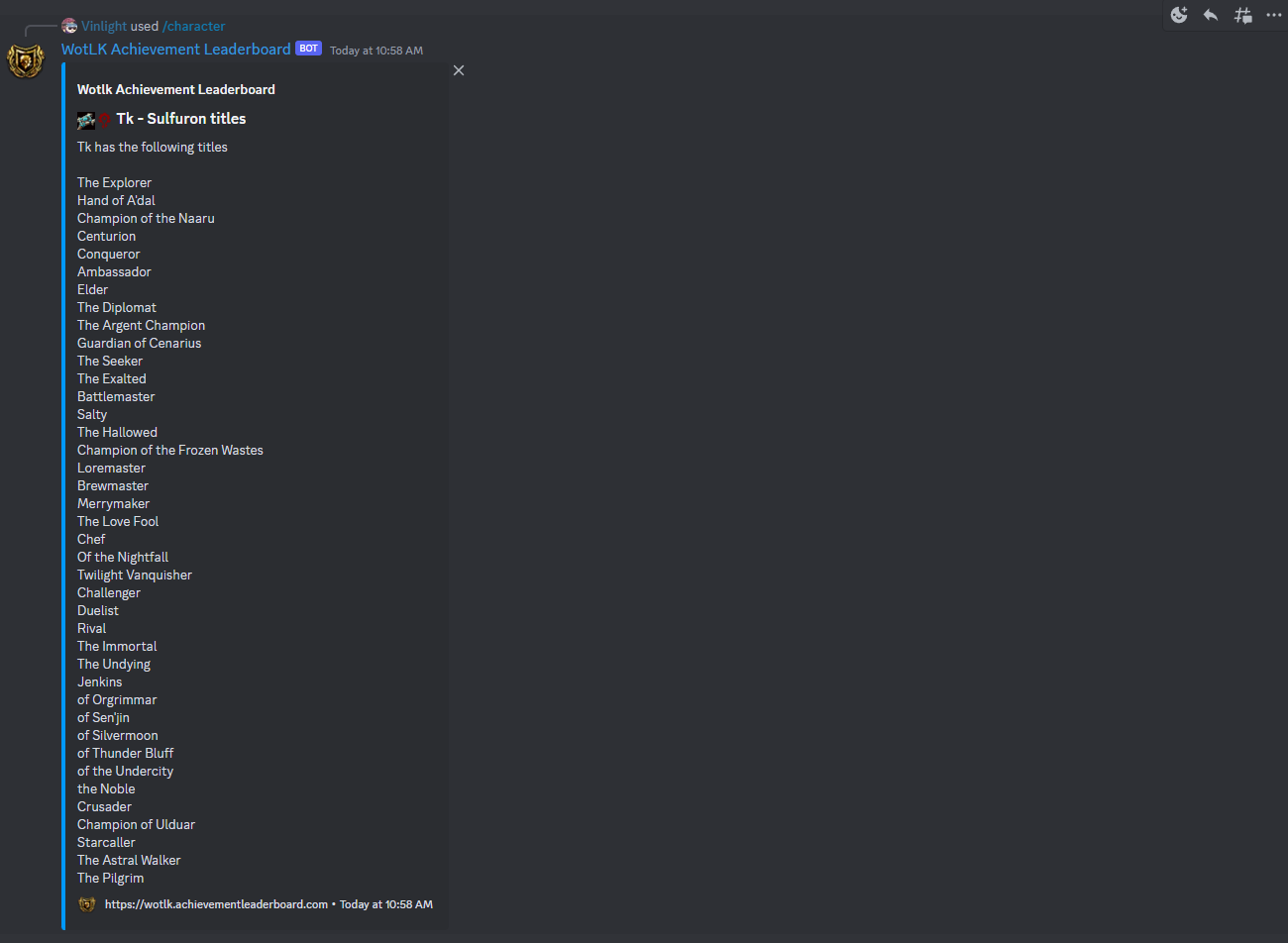 Character titles screenshot